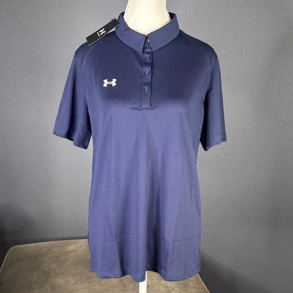 Under Armour Women’s UA Navy Blue Tech Polo Loose Fit Size M NWT